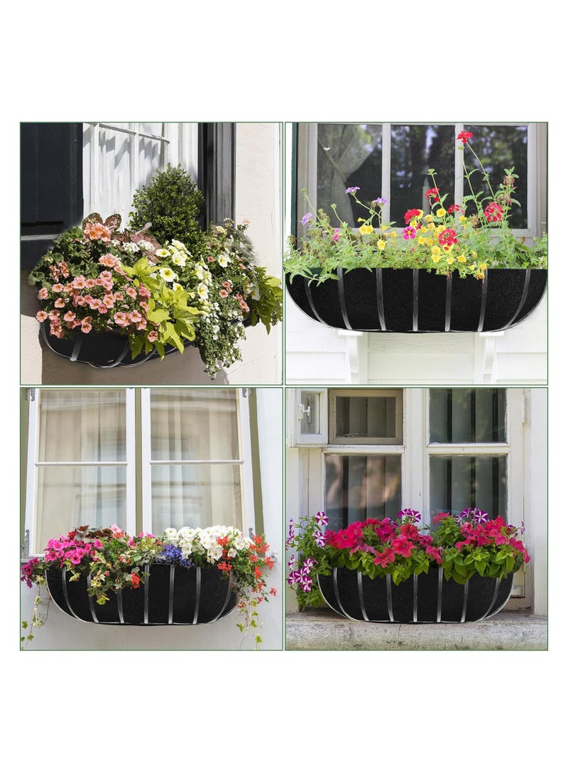 SOLARAE 24 Inch Planter Basket Liners Fabric Window Box Liners Felt Trough Planter Liner Replacement Black Flower Basket Liner Non-Woven Hanging Plant Liner for Planters Garden Fence, 3PCS - Image 3