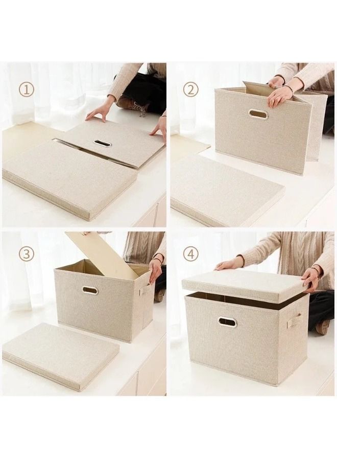 MTL Large Size Cube Boxes With Handles To Store And Organize Clothes Games Books Toys Washable Foldable Removable Lid For Home Office - Image 2