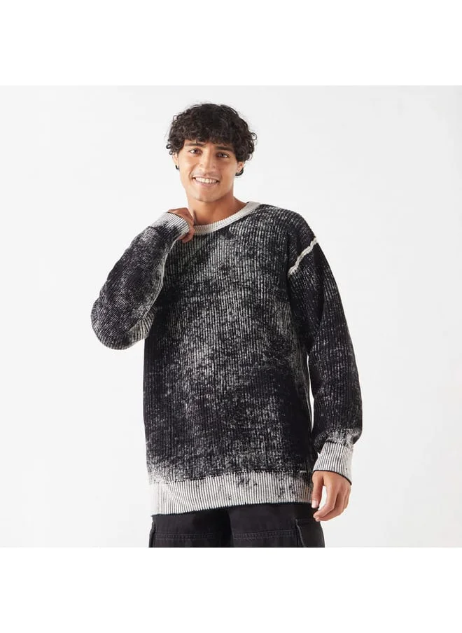 Lee Cooper Lee Cooper Textured Oversized Sweater with Long Sleeves and Crew Neck