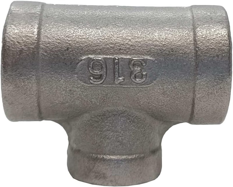 AF Hydro Stainless Steel SS316 Reducing Tee Pipe Fitting, 1 1/4"NPT x 1 1/4"NPT x 1"NPT Female Thread, Pressure Rating up to 150 PSI, Class 150 Reducer Connector Adapter - Image 1