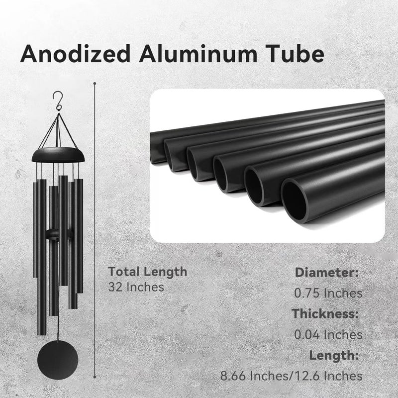 Litu Wind Chimes for Outside with Iron Cover for Mother's Day. 32 Inches Deep Tone Windchimes for Outdoor with 6 Thickened Aluminum Tubes. Memorial Gift for Loss of Loved One, Sympathy Wind Chimes - Image 2