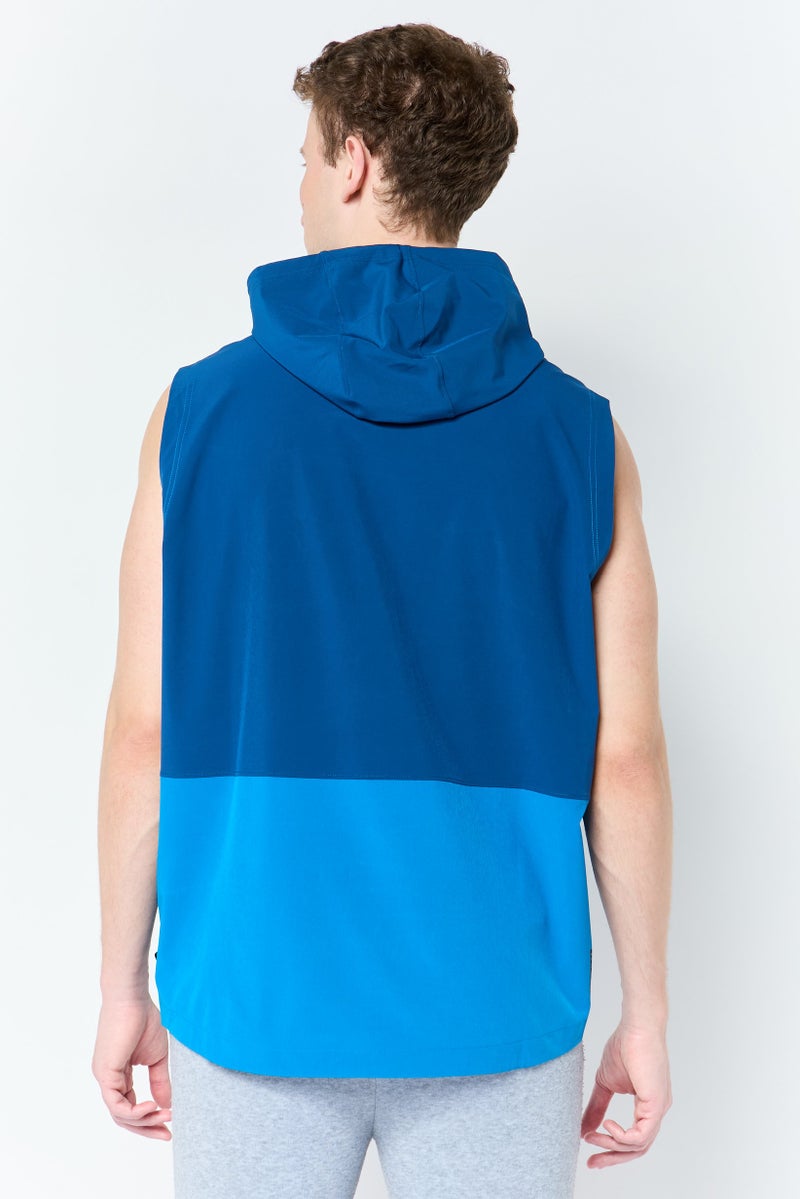 UNDER ARMOUR سترة جري بدون أكمام للرجال بتصميم فضفاض، أزرق مائل إلى الأخضر - Image 3