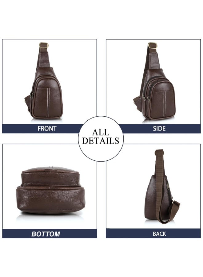 هاف مون Half Moon Vintage Crossbody Sling Bag for Men Slim Vegan Leather Chest Bag for Men Women Small Shoulder Side Bag Water-resistant Mobile Passport Bag Travel Office (Vintage Brown) - Image 5