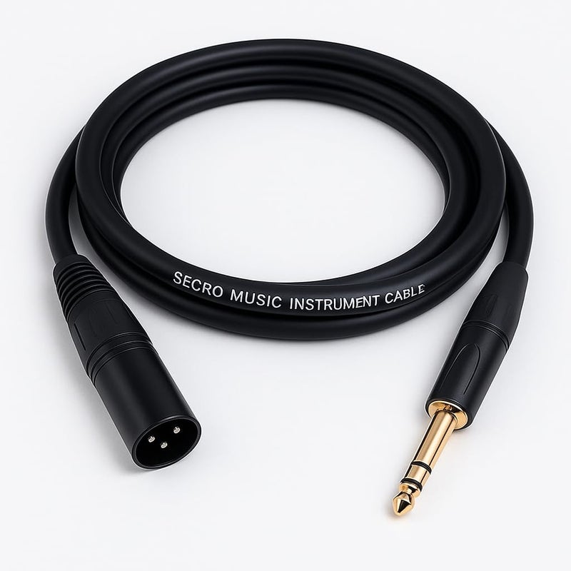 SeCro ® Panther Series - Guitar Instrument Cable - Gold Plated 1/4 Inch Male to XLR Male Balanced Cable for Microphones, Speakers, Stage, DJ and More - Black (8 Meter) - Image 2