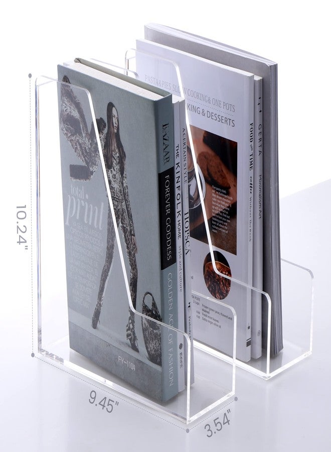 HeZone Magazine Holder, Clear Acrylic Desk Organizers, File Organizer for Desk, Magazine Rack- Desktop Book Storage -Independent Vertical 1 Space-2 Pack - Image 3