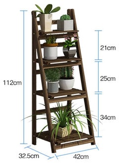 LINGWEI Pure Solid Wood Ladder Design Foldable 4 Layers Flowers Pot Stand Plants Rack Wooden Decorative Book Case Storage Organizer Washroom Display Shelf  - Image 5