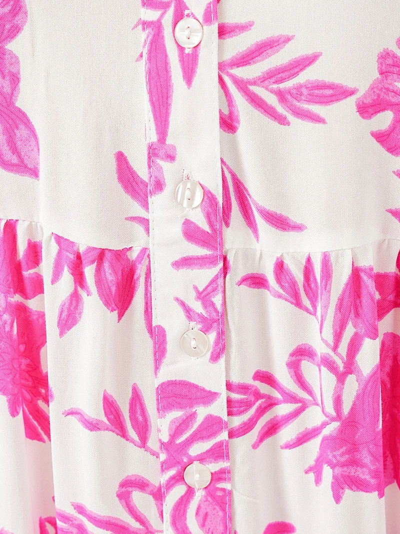 Big Dart Carnation Pink BDART Patterned V-Neck Maxi Dress for Women | Best Price UAE