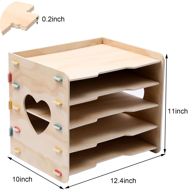CFYACFY 5 Tier Office Paper Organizer Cute Desk Organizer File Organizer Desktop for Office School Home Magazine Scrapbook Folders Letter Tray Paper Holder Desk Organizers Classroom Storage - Image 4