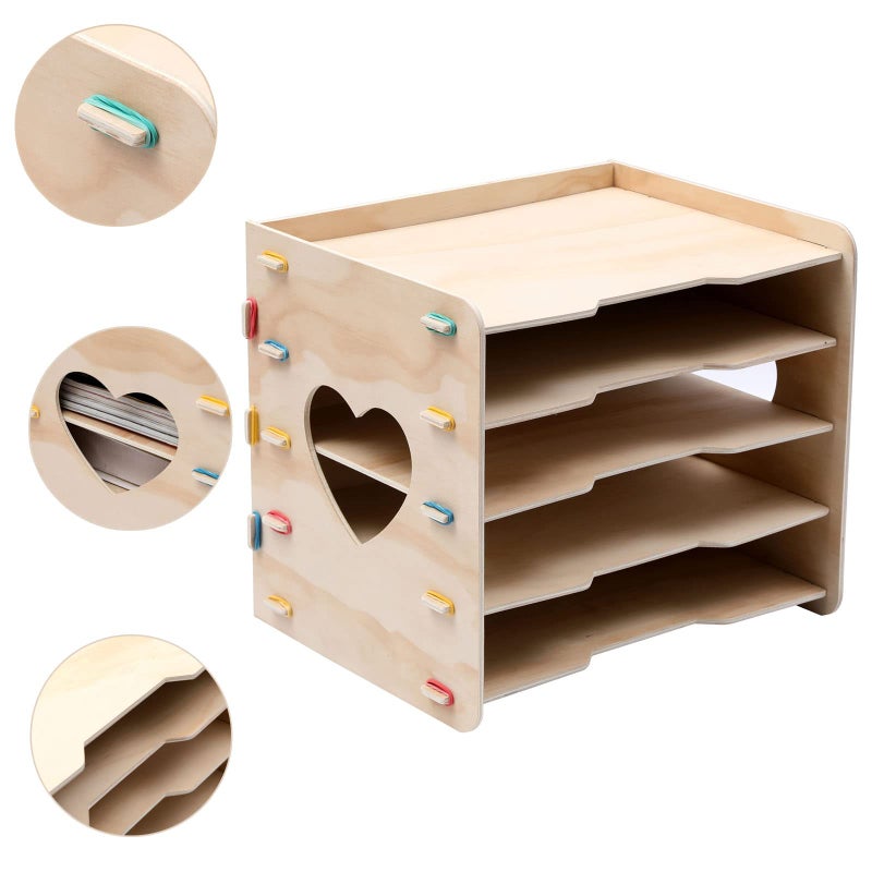 CFYACFY 5 Tier Office Paper Organizer Cute Desk Organizer File Organizer Desktop for Office School Home Magazine Scrapbook Folders Letter Tray Paper Holder Desk Organizers Classroom Storage - Image 5