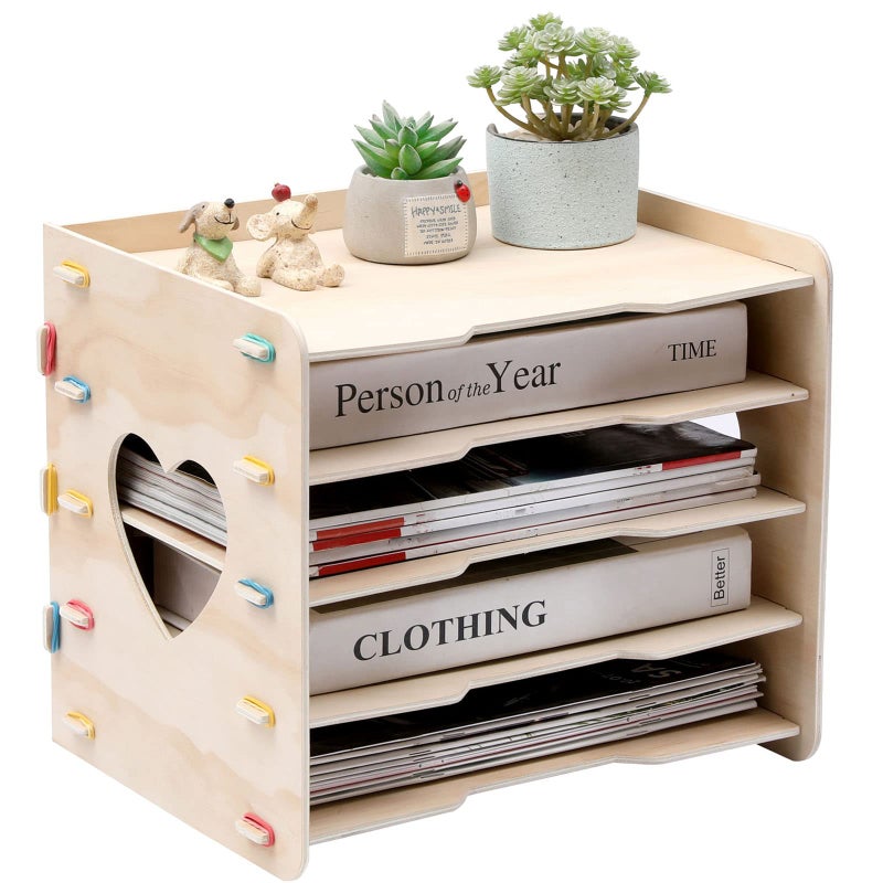 CFYACFY 5 Tier Office Paper Organizer Cute Desk Organizer File Organizer Desktop for Office School Home Magazine Scrapbook Folders Letter Tray Paper Holder Desk Organizers Classroom Storage - Image 1