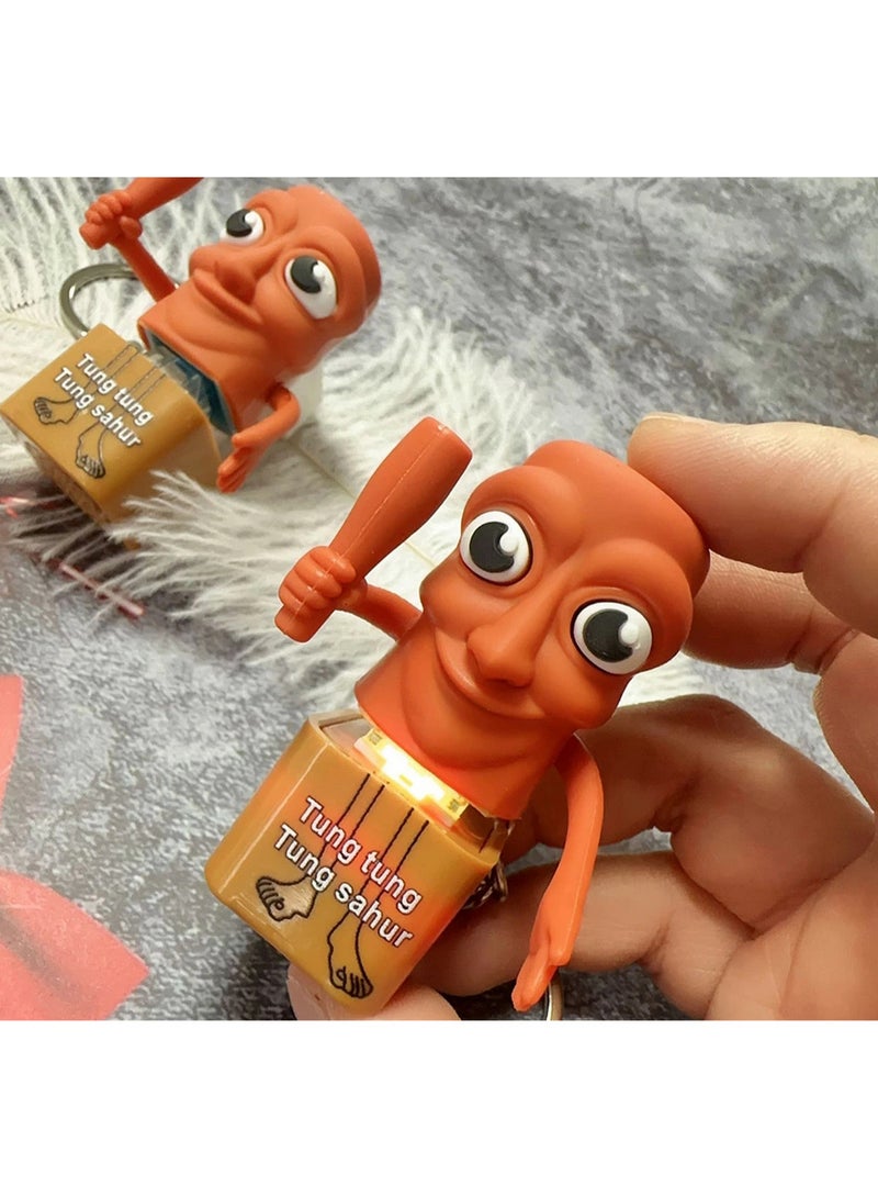 Tung Tung Tung Sahur Keyring – The cutest keyring ever! – A delightful touch with a sparkle and a sound!  It makes a fun sound when pressed. It also features a cheerful light. A stylish, lightweight design (only 6.5 cm long). Perfect as a birthday or Christmas gift. Fun for kids and adults alike – ideal for breaking the routine. - Image 1