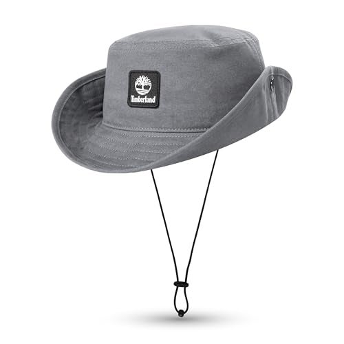 Timberland Floppy Grey Bucket Hat for Men, Large/XLarge, Packable Wide Brim Sun Hat with Adjustable Chin Cord, Lightweight and Breathable for Outdoor Activities and Sun Protection - Image 1