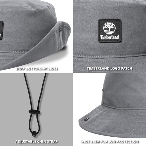 Timberland Floppy Grey Bucket Hat for Men, Large/XLarge, Packable Wide Brim Sun Hat with Adjustable Chin Cord, Lightweight and Breathable for Outdoor Activities and Sun Protection - Image 4