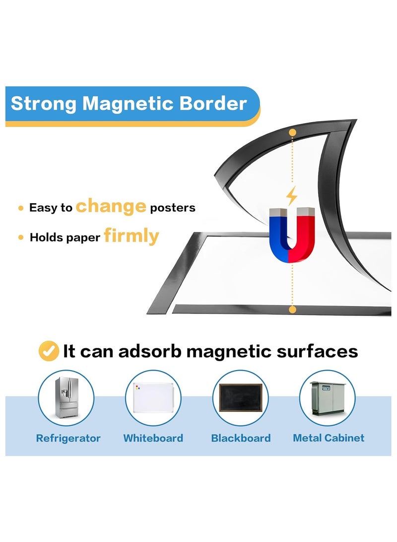 4Pack Magnetic Sign Holder,Self Adhesive Magnetic Display Frame,Magnetic Photo Frame for Home, School,Store,Notice,Pictrue Display Frame  - Image 3