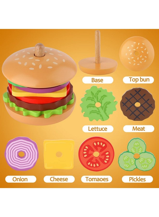 Aizweb Montessori Toys for 3 Year Old - Wooden Burger Stacking Toys for Toddlers and Kids Preschool, Educational Toys, Fine Motor Skill Toy, Blocks for Toddlers, Learning Toys - Image 5