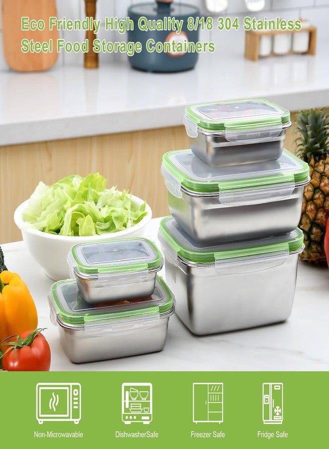 UPTRUST Stainless Stainless Steel Food Storage Containers | Leak Proof & Airtight Lids | Set of 5 Containers BPA Free that are Dishwasher & Freezer Safe, Green - Image 3