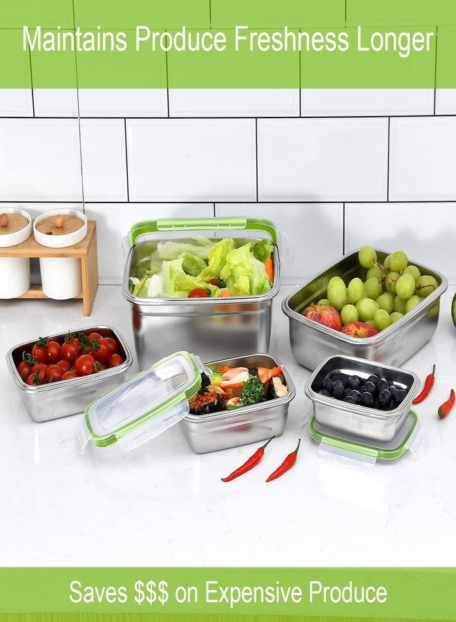 UPTRUST Stainless Stainless Steel Food Storage Containers | Leak Proof & Airtight Lids | Set of 5 Containers BPA Free that are Dishwasher & Freezer Safe, Green - Image 5