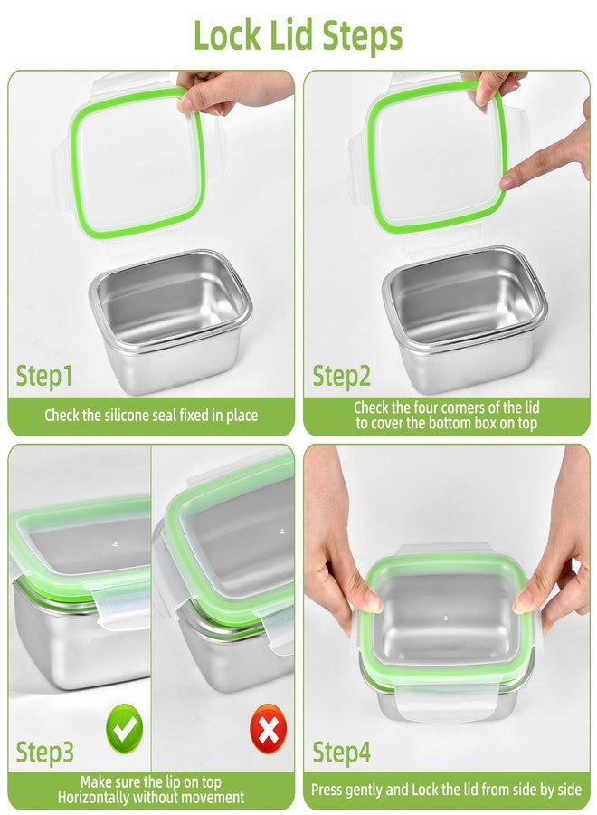 UPTRUST Stainless Stainless Steel Food Storage Containers | Leak Proof & Airtight Lids | Set of 5 Containers BPA Free that are Dishwasher & Freezer Safe, Green - Image 4