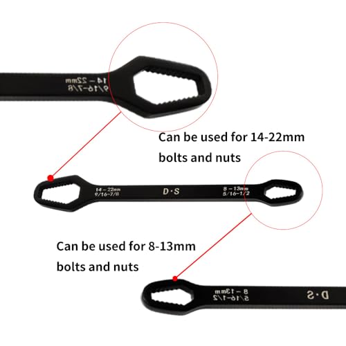 Haikole Universal Wrench Universal Adjustable Double-ended Wrench,8mm-22mm Self-Tightening lazy Wrench Repair Tools for Outdoor Riding Home Car Repair Tools, Chrome Vanadium Steel - Image 3