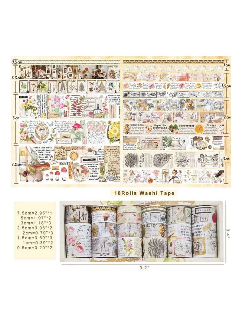 Y&D 18 Rolls Forest Flower Washi Tape Decorative Masking Tapes Set for Scrapbooking Gift Wrapping Decoration Arts Crafts Journaling Bullet Junk Journal DIY  - Image 5