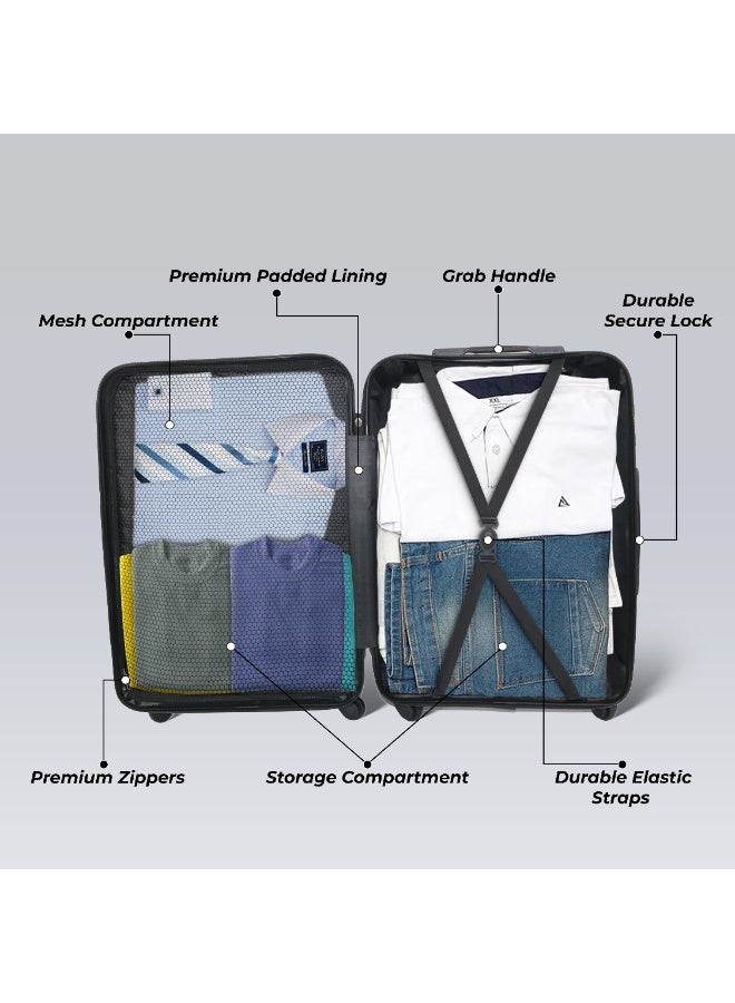 بلا نهاية مجموعة من 3 حقائب أمتعة من البولي كربونات - 75 سم، 65 سم (تسجيل الوصول) و55 سم (المقصورة) حقائب بعجلات ذات جوانب صلبة مع قفل TSA مدمج | حمل الأمتعة - Image 5