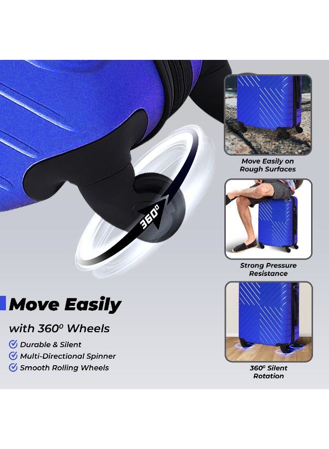 بلا نهاية مجموعة من 3 حقائب أمتعة من البولي كربونات - 75 سم، 65 سم (تسجيل الوصول) و55 سم (المقصورة) حقائب بعجلات ذات جوانب صلبة مع قفل TSA مدمج | حمل الأمتعة - Image 2