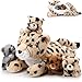 Silipull 5 Pcs Cheetah Stuffed Animals Set Large Mommy Cheetah Plush with 4 Soft Cuddly Baby Cubs in Her Tummy for Boys Girls Birthday Graduation Gifts Forest Party Decors Lying Style - Image 3