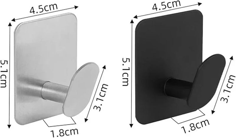 خطافات حائط لاصقة من الفولاذ المقاوم للصدأ 2 قطعة حامل منشفة فضي للحمام والمطبخ - Image 3