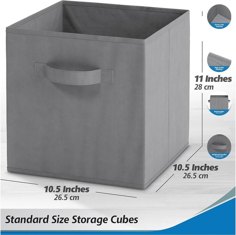 Set of 6 Collapsible Fabric Storage Cubes - Foldable Cube Storage Bins with Dual Handles for Shelves & Home Organization - Image 2