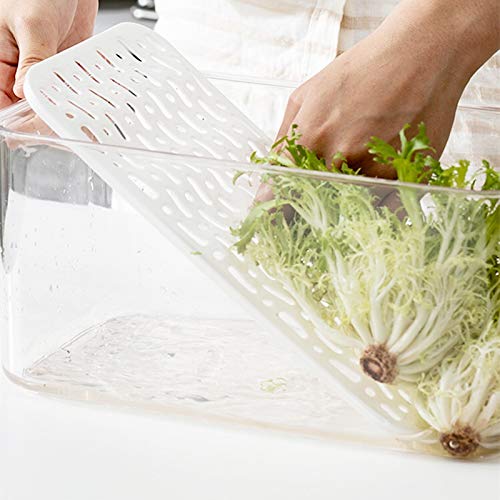 Slideep Refrigerator Food Storage Containers  Produce Saver Stackable Container with Lids & Removable Drain Tray  Freezer Bins Stay Fresh Lettuce Salad Container for Fridge - Image 4