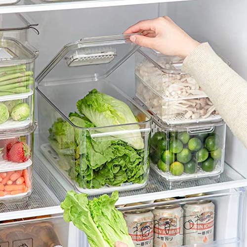 Slideep Refrigerator Food Storage Containers  Produce Saver Stackable Container with Lids & Removable Drain Tray  Freezer Bins Stay Fresh Lettuce Salad Container for Fridge - Image 5