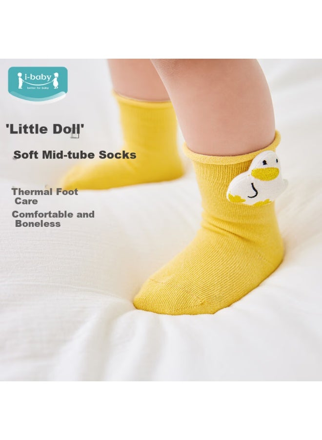 Ibaby Newborn Baby Socks Infant Spring Summer Baby Mid-tube Socks Boys Girls Children Doll Cotton Socks 3 Pairs Pack Bobo Pink Rabbit - Image 1