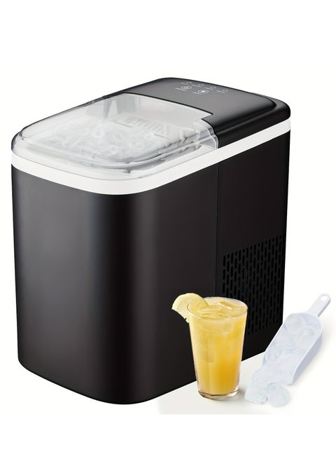 VERSATILE 1.4L Ice Maker Countertop, Self-Cleaning Ice Maker with Scoop & Basket Included, 12kg/Day, 9 AIce Pieces per 6 Min Cycle, Ideal for Home, Office, Kitchen or Any Space (Black)
