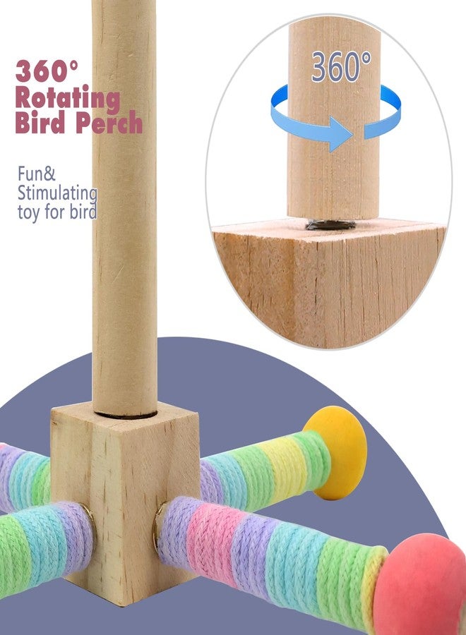 FAILUN Upgraded Parrot Perch Toy,Rotating Bird Perch Stand with Chew Ball Toy for Small&Medium Birds,Bird Cage Accessories for Parakeets Cockatiels Lovebirds Conures Finches Budgies (Rainbow Colors) - Image 3