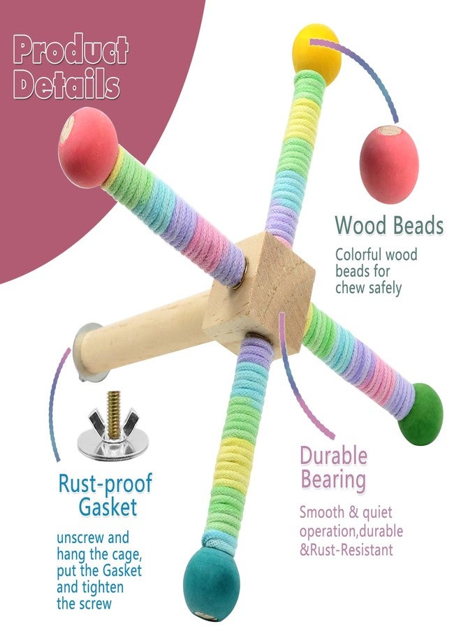 FAILUN Upgraded Parrot Perch Toy,Rotating Bird Perch Stand with Chew Ball Toy for Small&Medium Birds,Bird Cage Accessories for Parakeets Cockatiels Lovebirds Conures Finches Budgies (Rainbow Colors) - Image 5