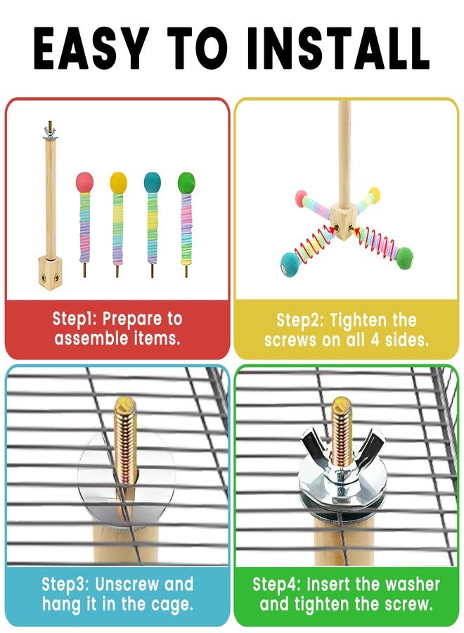 FAILUN Upgraded Parrot Perch Toy,Rotating Bird Perch Stand with Chew Ball Toy for Small&Medium Birds,Bird Cage Accessories for Parakeets Cockatiels Lovebirds Conures Finches Budgies (Rainbow Colors) - Image 4