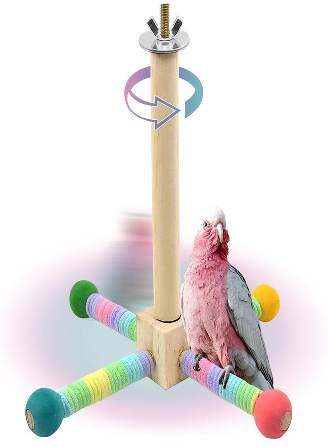 FAILUN Upgraded Parrot Perch Toy,Rotating Bird Perch Stand with Chew Ball Toy for Small&Medium Birds,Bird Cage Accessories for Parakeets Cockatiels Lovebirds Conures Finches Budgies (Rainbow Colors) - Image 1