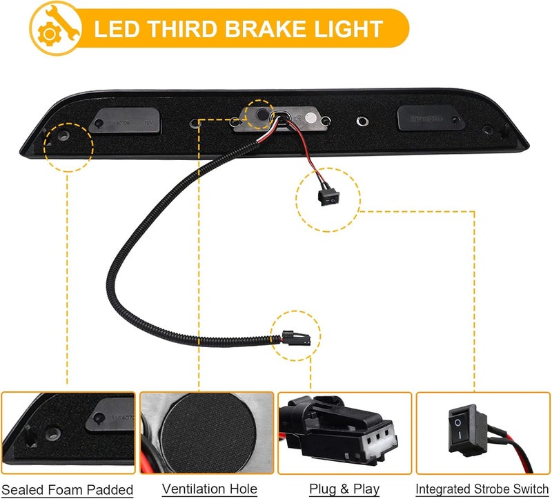 R&F Auto LED Smoked F1 Style Strobe Third Brake Light for Ford F150 (2015-2020) / F250 F350 F450 Super Duty (2017-2022) / Ranger/Maverick - Image 5