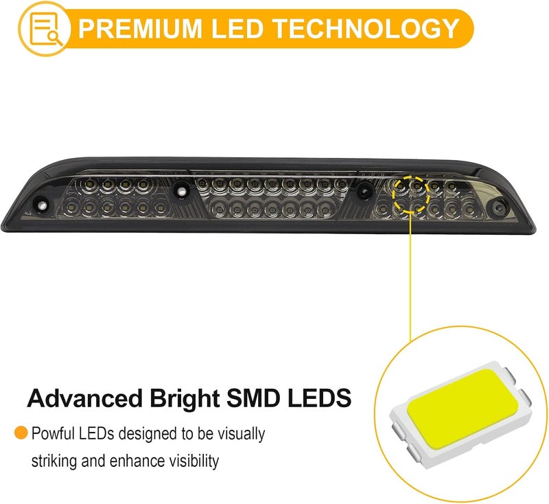 R&F Auto LED Smoked F1 Style Strobe Third Brake Light for Ford F150 (2015-2020) / F250 F350 F450 Super Duty (2017-2022) / Ranger/Maverick - Image 4
