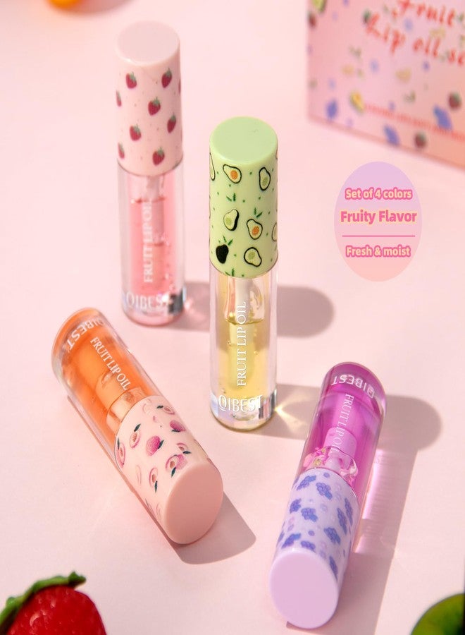 Petansy Fruit-Flavored Plumping Lip Oil Set 4 Packs Moisturizing Lip Glow Oil Long Lasting Nourishing Lip Gloss Set No-Sticky Gloss Lip Balm Lip Care - Image 2
