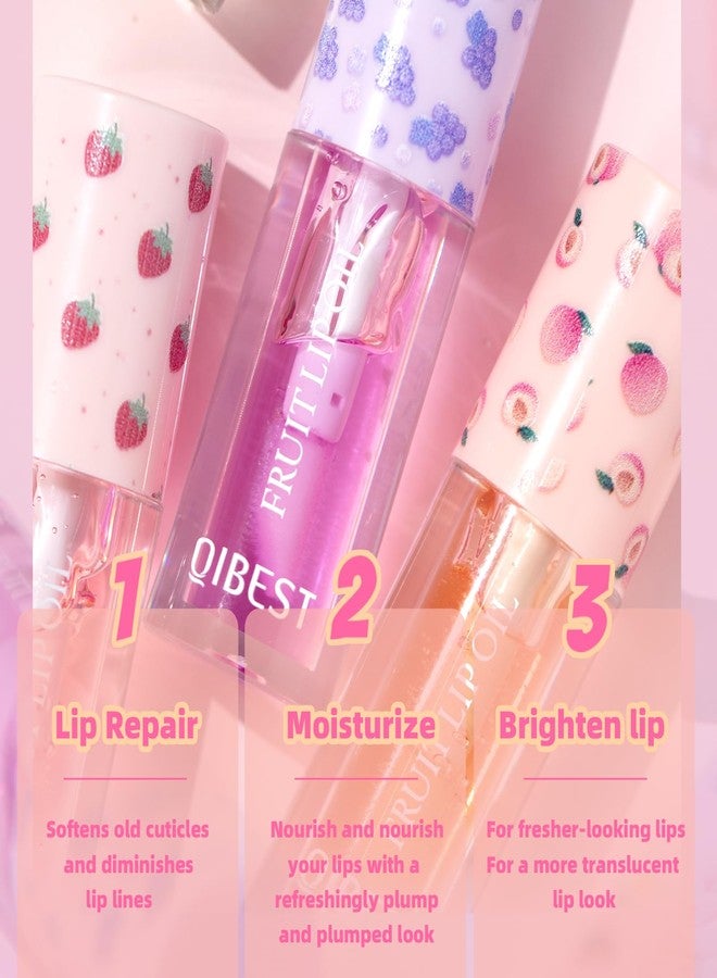 Petansy Fruit-Flavored Plumping Lip Oil Set 4 Packs Moisturizing Lip Glow Oil Long Lasting Nourishing Lip Gloss Set No-Sticky Gloss Lip Balm Lip Care - Image 3