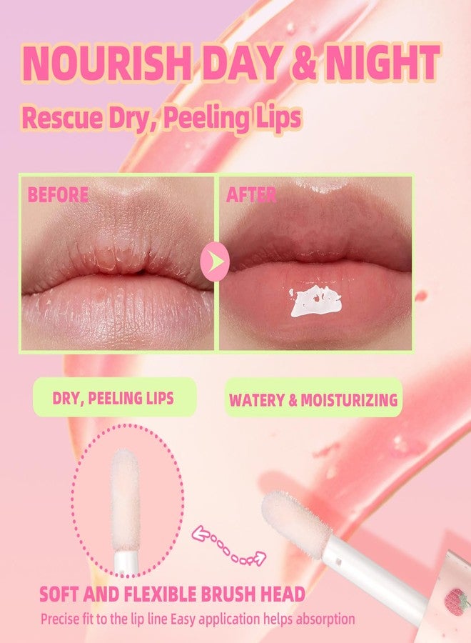 Petansy Fruit-Flavored Plumping Lip Oil Set 4 Packs Moisturizing Lip Glow Oil Long Lasting Nourishing Lip Gloss Set No-Sticky Gloss Lip Balm Lip Care - Image 4