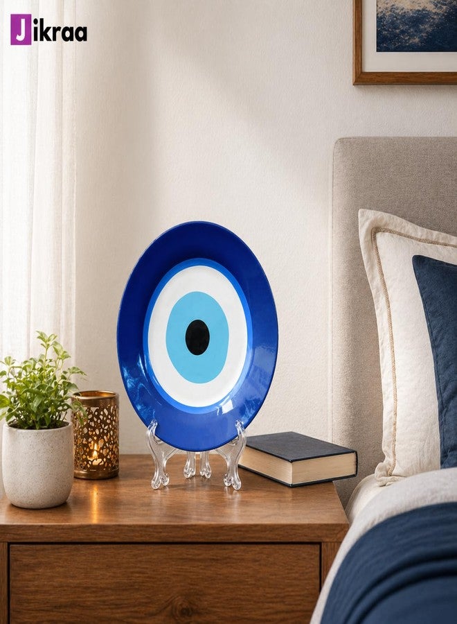 JIKRAA® Evil Eye Protection Good Luck Positivity Prosperity Ceramic Decorative Wall Plates with Stand | 2-in-1 Use : Beautiful Evil Eye Wall Hanging Decor and Stylish Tabletop Display | Evil Eye Wall Plates | Evil Eye Ceramic Decor Plates (10 Inch) - Image 3