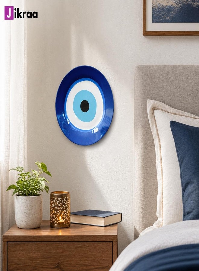 JIKRAA® Evil Eye Protection Good Luck Positivity Prosperity Ceramic Decorative Wall Plates with Stand | 2-in-1 Use : Beautiful Evil Eye Wall Hanging Decor and Stylish Tabletop Display | Evil Eye Wall Plates | Evil Eye Ceramic Decor Plates (10 Inch) - Image 2