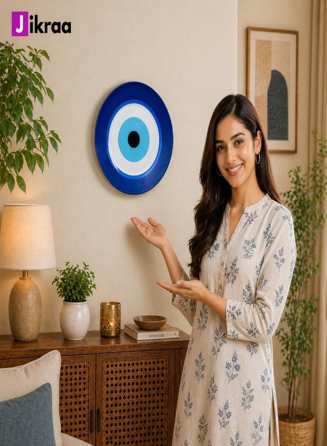 JIKRAA® Evil Eye Protection Good Luck Positivity Prosperity Ceramic Decorative Wall Plates with Stand | 2-in-1 Use : Beautiful Evil Eye Wall Hanging Decor and Stylish Tabletop Display | Evil Eye Wall Plates | Evil Eye Ceramic Decor Plates (10 Inch) - Image 4
