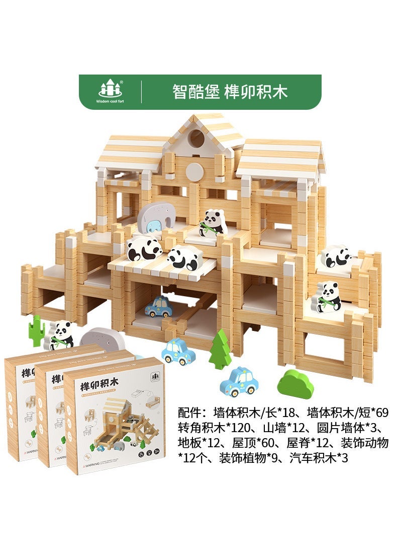 Generic Kids Educational Wooden Building Blocks Luban tenon and tenon building blocks [330 pieces] three boxes 