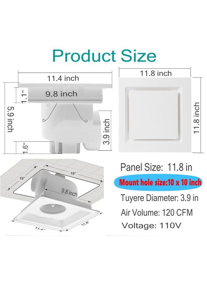 Nalle Ventilation Fan Ceiling Bathroom Exhaust Fan Extractor Fan (No Attic Access Required) (120 CFM 1.2 Sones) （Style B） - Image 3