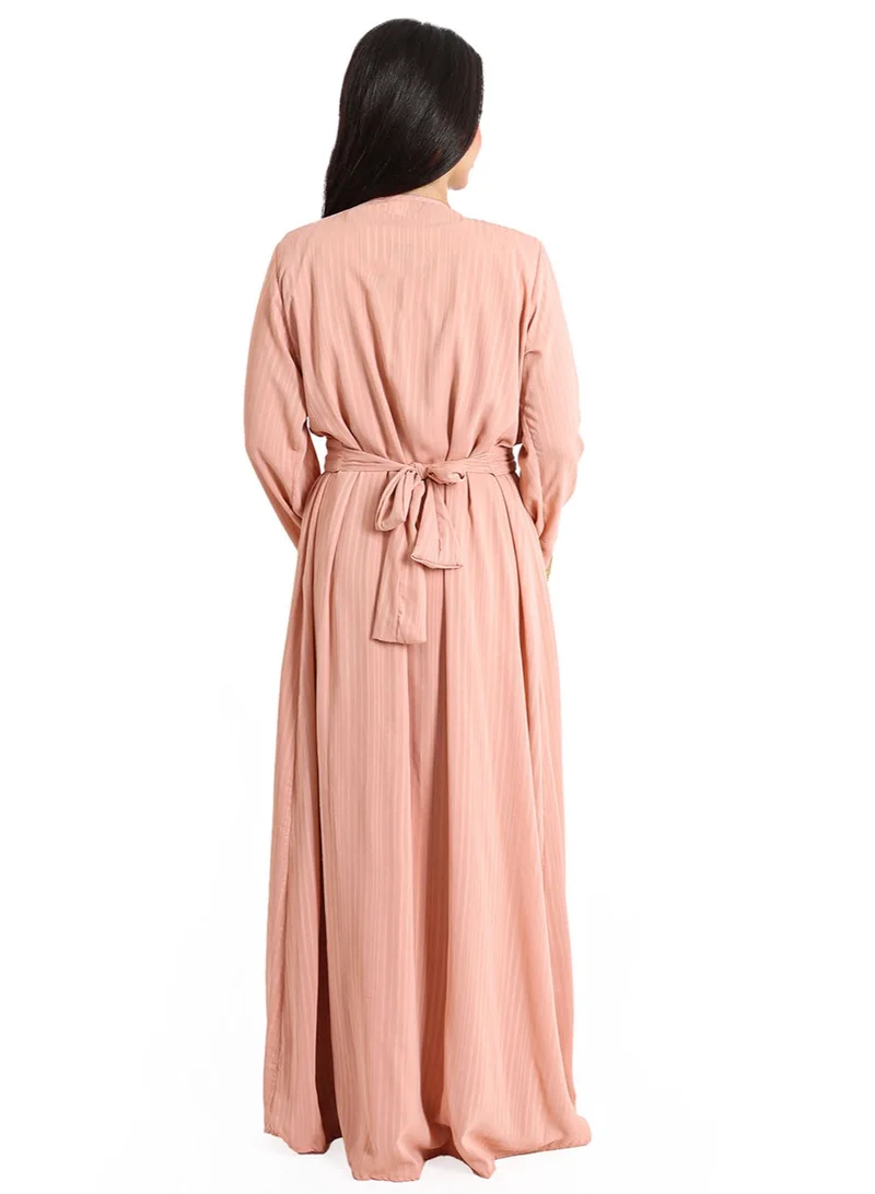 IKKXA Handcrafted Embellished Peach Kaftan IKW1090