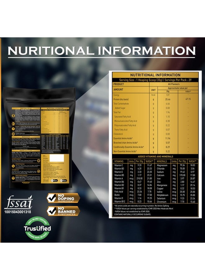 NAKPRO Gold Plus+ Whey Protein Concentrate with Digestive Enzymes | 25.46g Protein, 5.57g BCAA | Added Vitamins & Minerals (1 Kg, Malai Kulfi) - Image 3