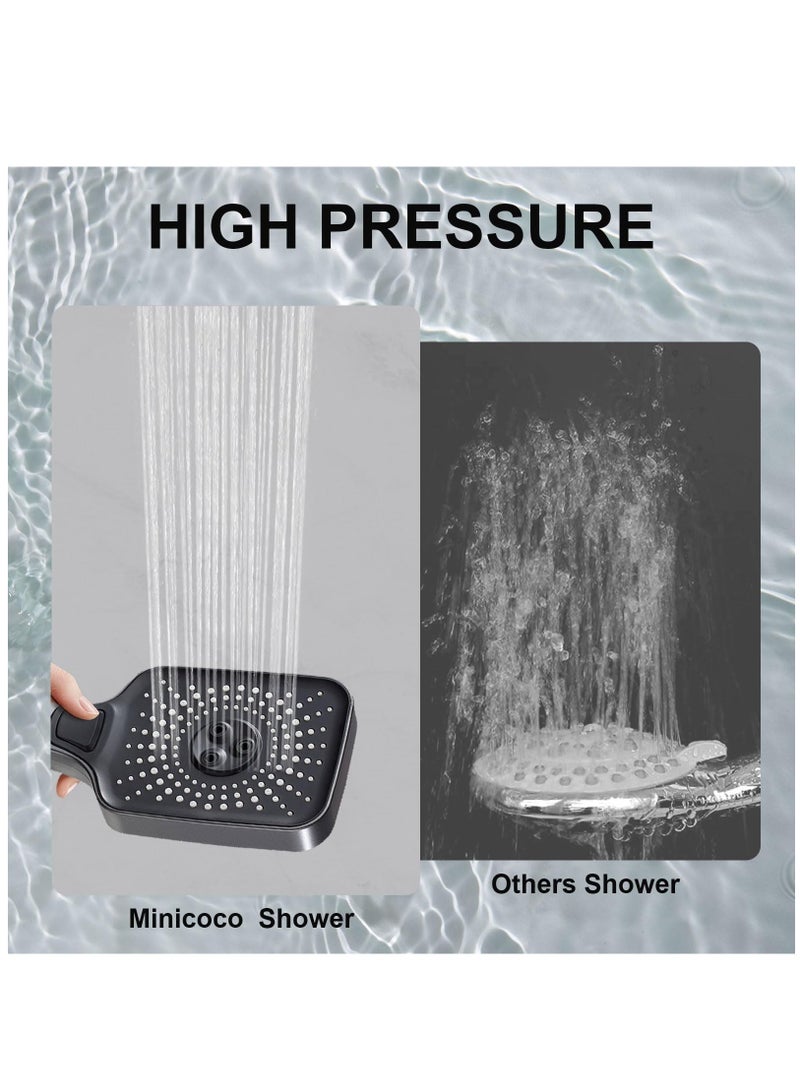 Zikra Shower Head High Pressure Shower Heads With 4 Spray Modes, Powerful Square Shower Head to Increase Water Pressure, Handheld Shower Head, Universal Water Saving Shower Head - Image 3